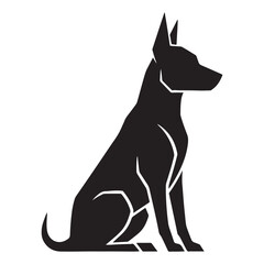 Black Dog Silhouette Vector Sitting on White Background