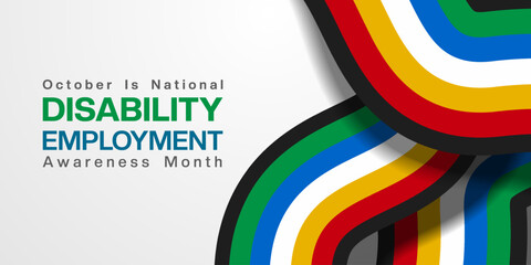 October is Disability Employment Awareness Month. Disability flag. Great for posters, banners and social media. White background