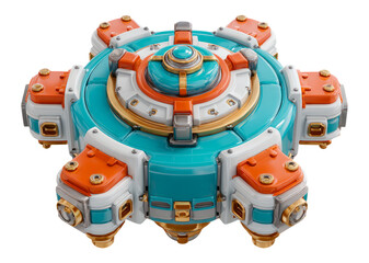 Fototapeta premium 3D Glossy Space Station Centerpiece on Transparent Background