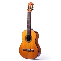 Obraz premium Classic acoustic guitar, light orange wood, front view