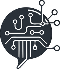 AI Chatbot Icon, Digital Communication Speech Bubble, Artificial Intelligence Conversation Technology