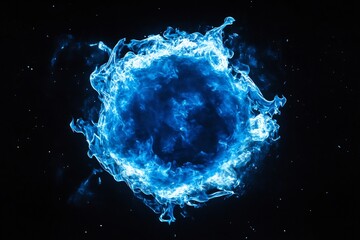A mesmerizing blue explosion of energy capturing the raw power of a supernova in its astral dance contrasted against a
