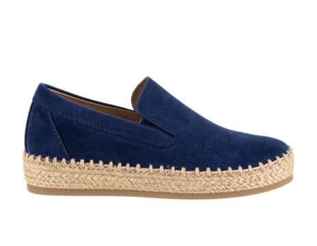 Top-Down View of Navy Blue Espadrille Shoe, Minimalist Summer Footwear, isolated on transparent background PNG - Powered by Adobe