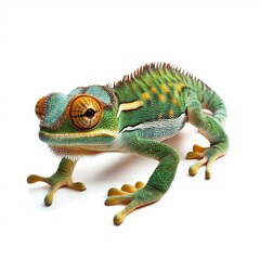 Obraz premium Colorful chameleon, side view, isolated on white