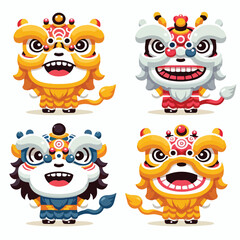 Cheerful lion dance head
