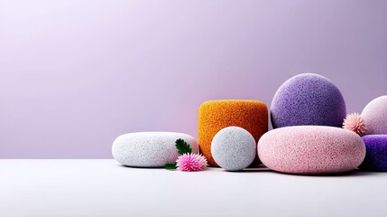 Abstract 3D Shapes in Soft Lavender and Pastel Colors