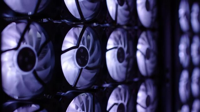 Close-Up of GPU Server Racks for Bitcoin Mining