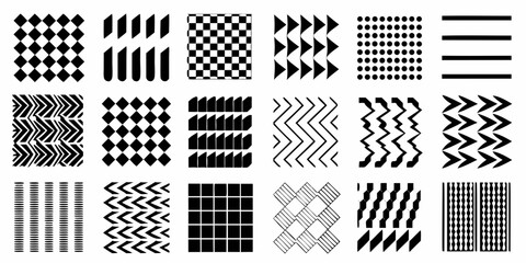 Collection of Black and White Geometric Patterns and Shapes