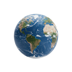 Earth globe displaying continents for geography and science concepts isolated PNG with Transparent Background