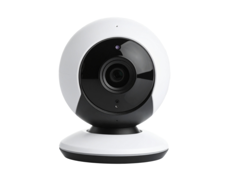 Modern White and Black Web Camera Front View, isolated on transparent background PNG