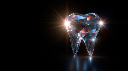 Tooth silhouette glowing like a diamond symbolizing strength