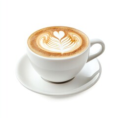 White ceramic cup of latte art coffee