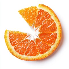 Close-up of a citrus fruit slice, cut into segments, showcasing its vibrant orange flesh and juicy interior