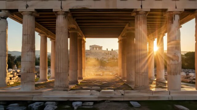 Temple of Hephaestus view of Acropolis, Athens