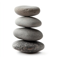 Four smooth, gray stones stacked vertically