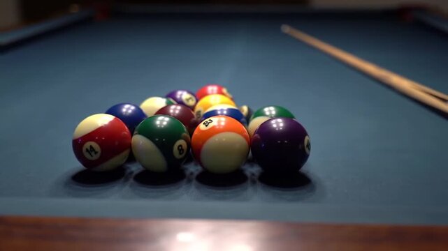 billiard balls on a table
