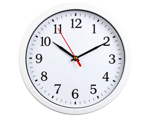 Firefly_A simple white analog clock with black hands and red second hand isolated on transpar