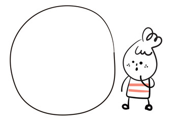 (speech bubble) Collection of cute hand drawn lady worker icons. Vector illustration.