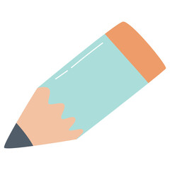 Illustration of a large pencil in blue and orange color, symbolizing creativity, school, drawing, writing, and artistic stationery tools.