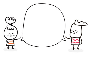 (speech bubble) Collection of cute hand drawn lady and  mr. Scroll worker icons. Vector illustration.	