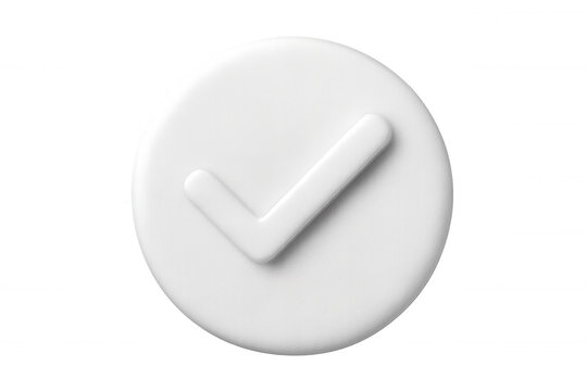 White checkmark symbol floating against transparent backdrop, signaling successful verification and positive confirmation