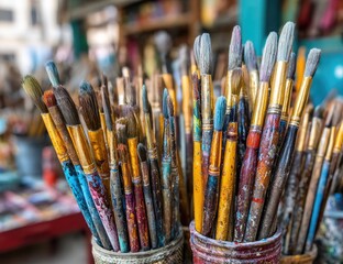 Artist Paintbrushes in a Pot