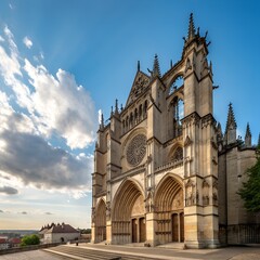 Fototapeta premium St Vitus Cathedral historic Gothic church in Prague with towers and spires