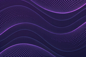 Obraz premium Wavy planes covered with violet dots appear as abstract modern background transparent