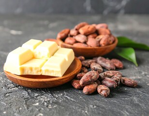 Obraz premium White chocolate and cacao beans