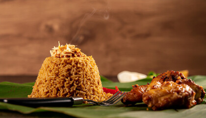 Steamed Yellow Rice with Grilled Chicken