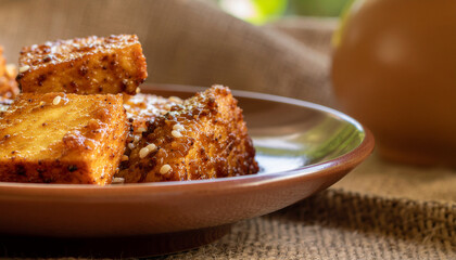 Crispy Fried Tofu with Sesame Seeds