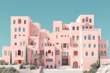 Pink Buildings Abstract