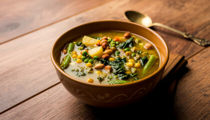 Sayur Asem in Clay Bowl with Steam