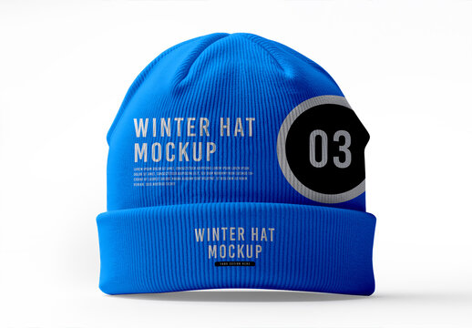 Winter Knit Beanie Hat Mockup Template