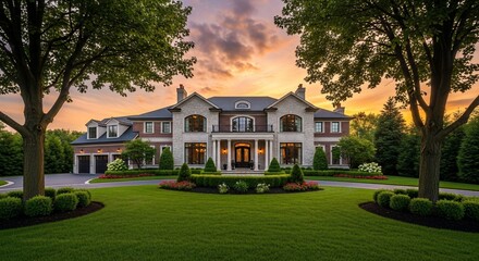 Luxury Mansion at Sunset