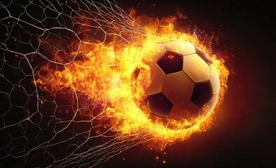 Flaming Soccer Ball Through Net