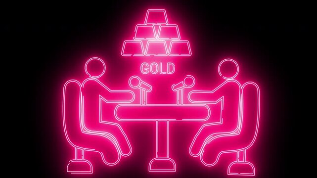 gold bar icon and podcast icon with neon effect - Powered by Adobe