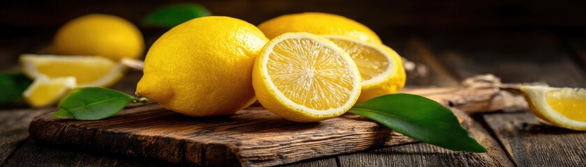 Fresh Lemons on Wood