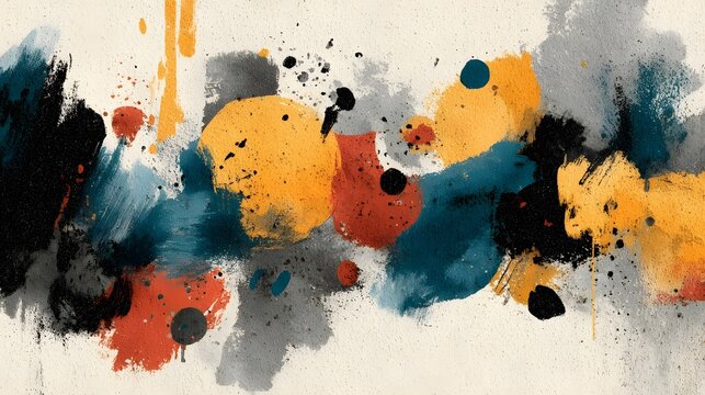 A bold and dynamic abstract painting featuring a harmonious blend of vibrant colors expressive brushstrokes and a captivating compositional design