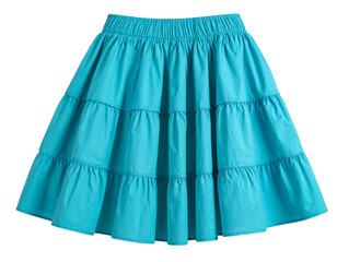Elegant Teal Ruffled Skirt Front View, isolated on transparent background PNG