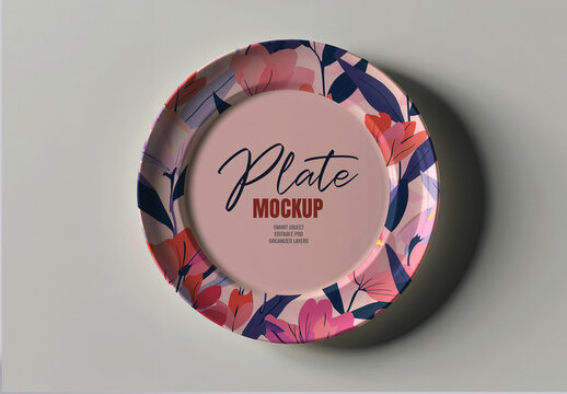 Ceramic Flat Dinner Plate Mockup