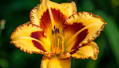 Close-up of a yellow and red daylily