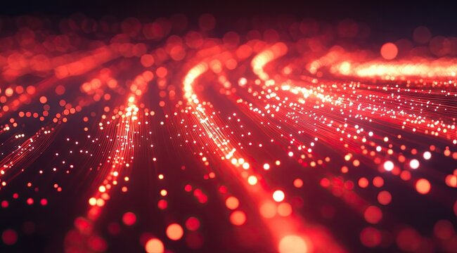 Abstract red glowing particle streams