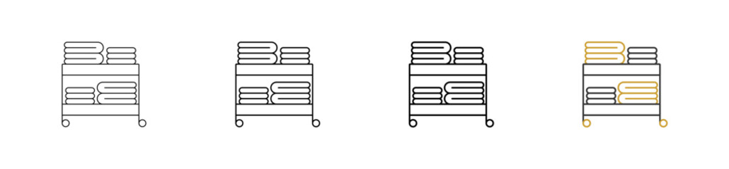 Laundry Services icon set in outline style with various sizes