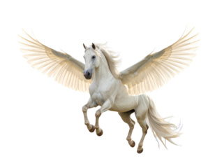 Firefly_A white Pegasus in flight isolated on transparent background