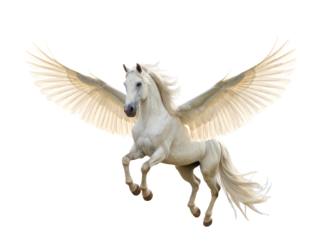 Firefly_A white Pegasus in flight isolated on transparent background
