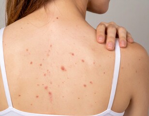 Woman's back acne close-up