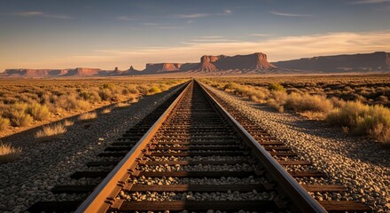 Desert Railroad Sunset Landscape
