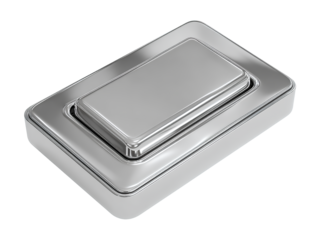 Angled perspective 3D silver light switch icon isolated on transparent background PNG