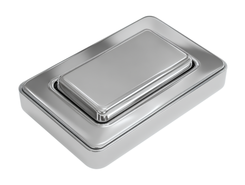 Angled perspective 3D silver light switch icon isolated on transparent background PNG